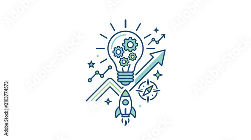 Business growth and innovation strategy icon
