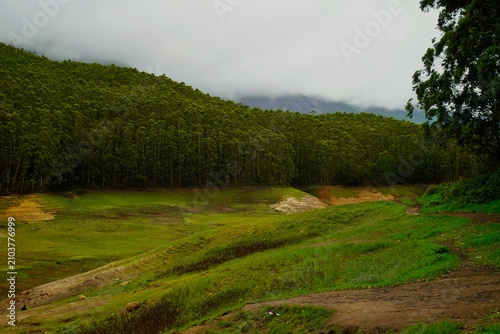 Dry reservoir of the dam
