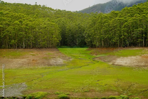 Dry reservoir of the dam