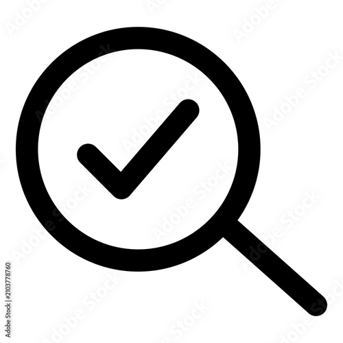 loupe with check icon. zoom check icon. 
