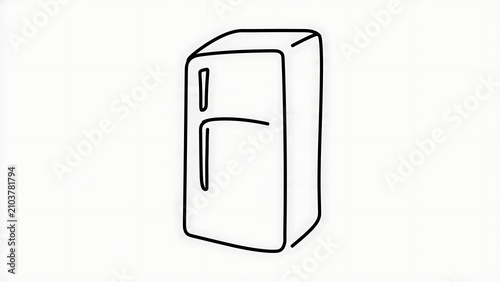 Simple refrigerator line art on white background.