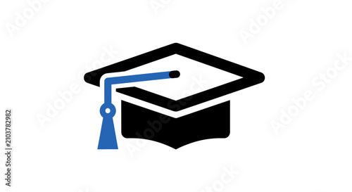 A simple graphic illustration of a traditional academic graduation cap icon