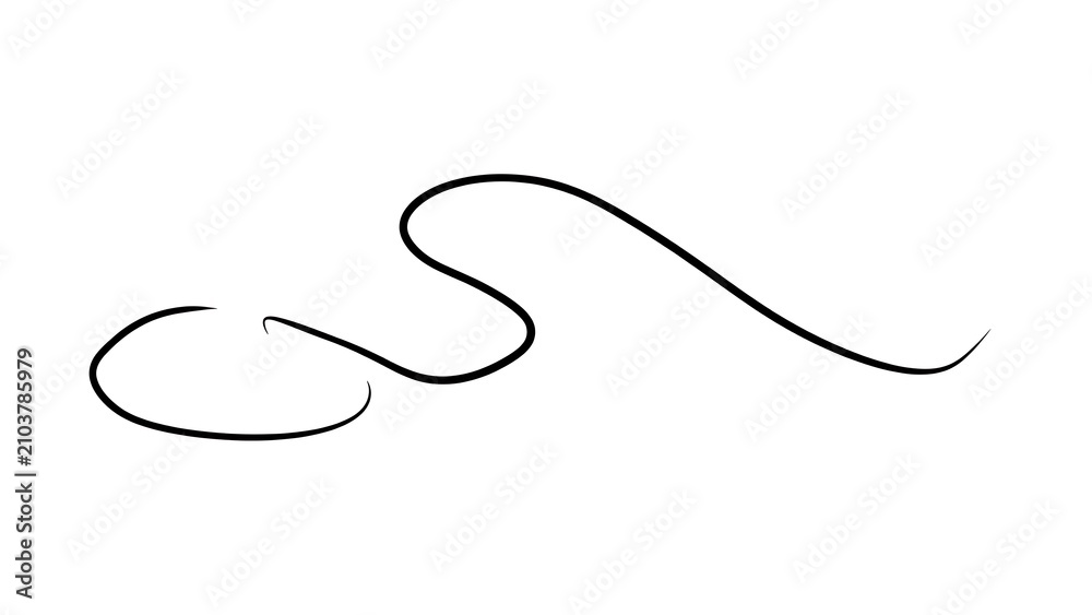 Obraz premium Elegant black squiggle line on white background.