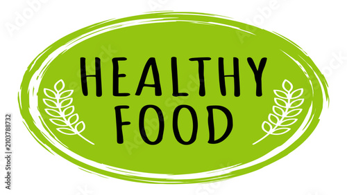 Quadro su tela Healthy food text encased in an oval frame decorated with wheat stalks promotes natural nutrition