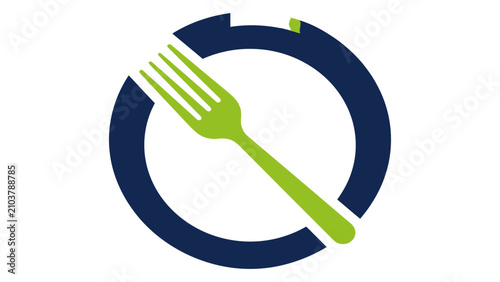 Fotografía Fork icon integrated into a circular frame highlights a modern approach to healthy food choices