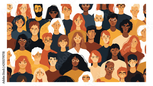  Diverse group of people with various skin tones hair colors and styles gathered together in a community setting