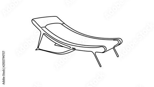 Minimalist chaise lounge chair illustration white background.
