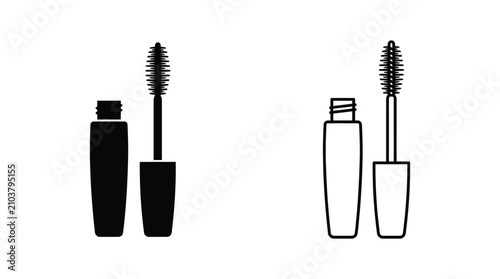 Bild auf Leinwand Mascara tubes with applicators black and white silhouette
