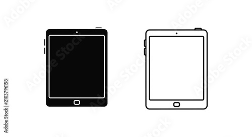 Tablet device silhouettes silhouette black white screen