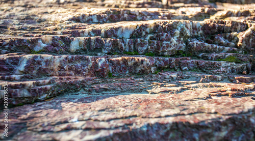Textured rock surface with layered formations and natural patterns Sealing wax jasper