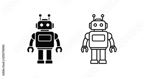 Cuadro en lienzo Robot silhouette android mechanical humanoid technology science