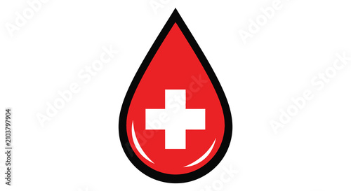 Cuadro en lienzo Blood drop silhouette with cross red white