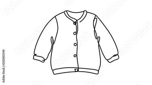 Childrens cardigan sketch on white background.
