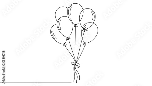 Hand drawn balloon bouquet white background.