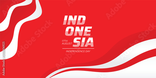 Red White Indonesia Independence Day Background with Dynamic Abstract Rays and Modern Layout