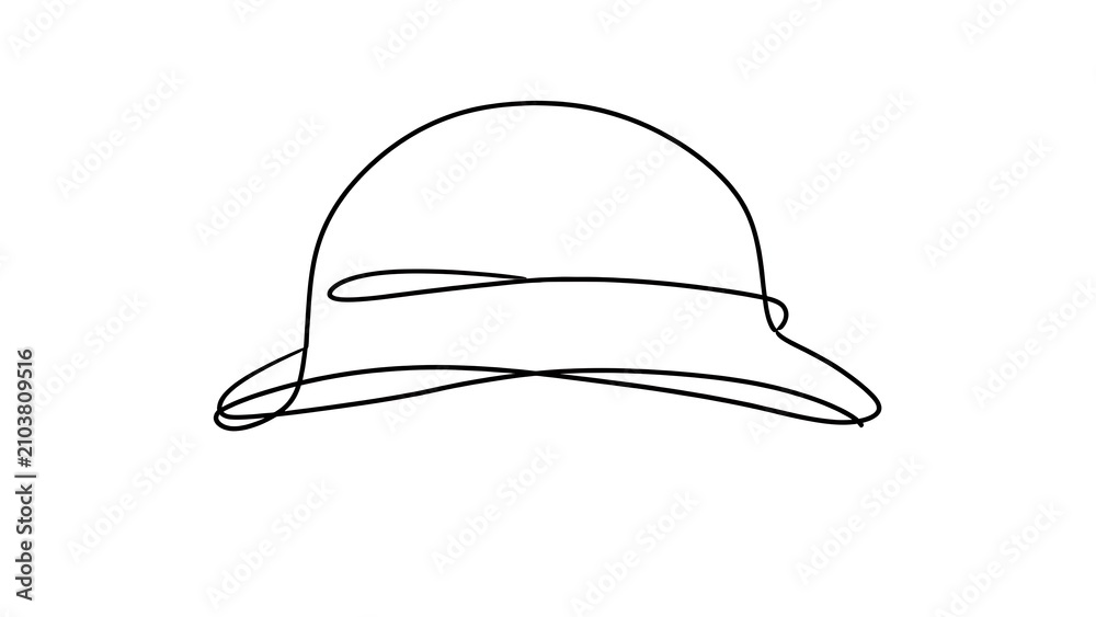 Fototapeta premium Simple black hat outline illustration white background.