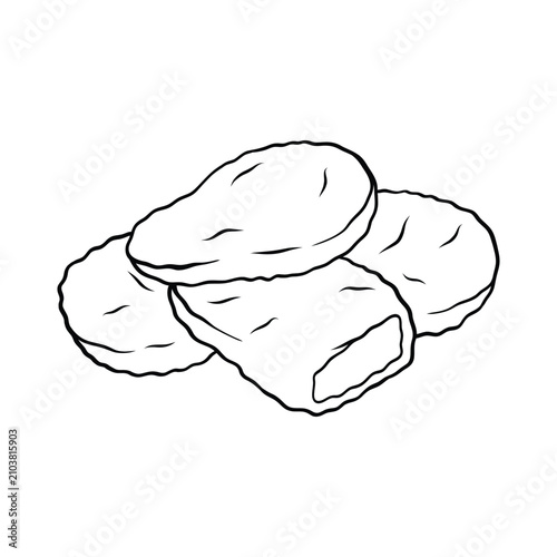 Hand drawn delicious chicken nuggets food vector design outline