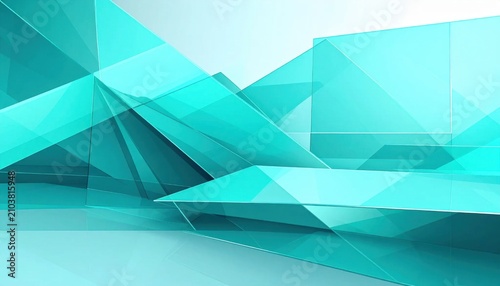 Abstract Geometric Shapes in Turquoise and Light Blue Tones.