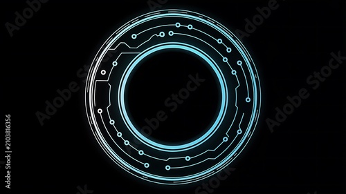 Glowing digital circuit circle technology