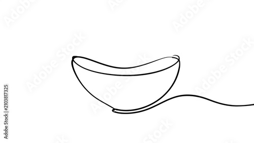 Minimalist line art bowl drawing white background.