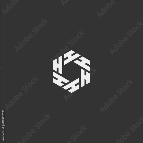 H letter initial logo rotated in hexagon shape