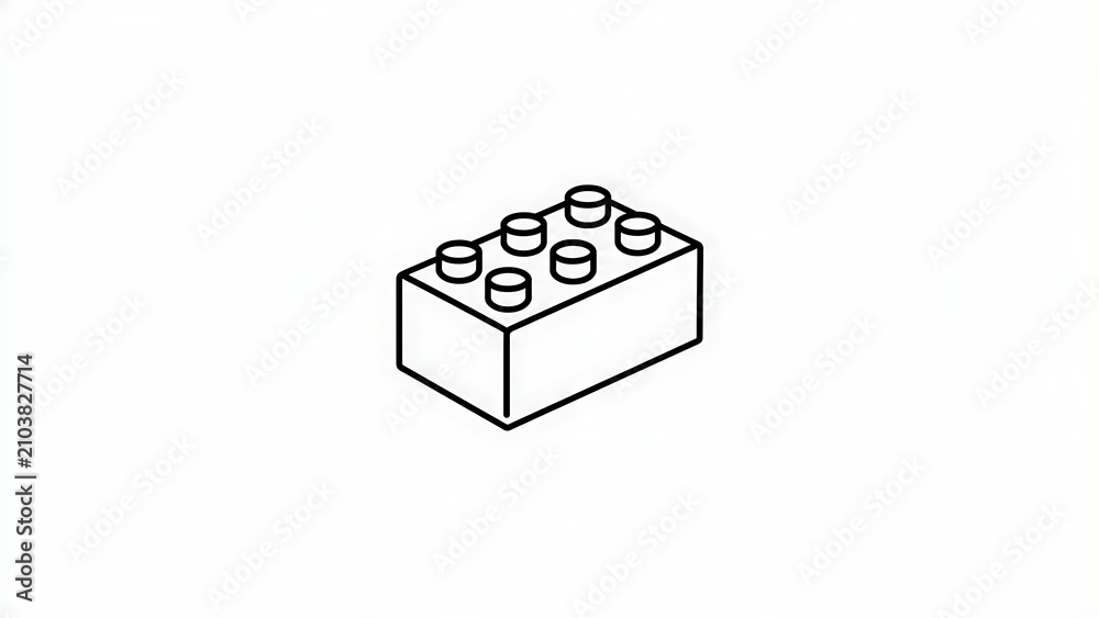 Fototapeta premium Simple black and white Lego brick illustration white background.