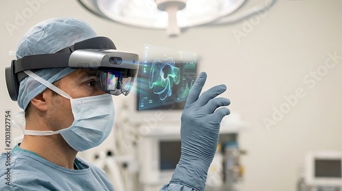 Surgeon using augmented reality headset for virtual medical planning