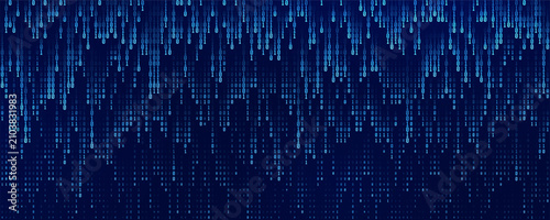 Binary code background. Data flow and digital information technology. Abstract visualization of programming constructed with numbers one and zero. Vector illustration.