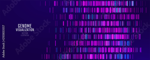 Genomic data visualization. Abstract DNA sequencing and genome mapping graphics. Scientific concept for medical research, biotechnology, and genetic testing. Vector illustration.