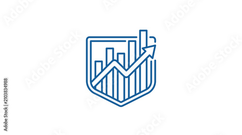 Financial Growth Shield Icon: Upward Arrow Chart, Business Success, Investment Strategy
