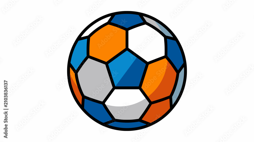 Fototapeta premium Colorful Hexagonal Pattern Soccer Ball Graphic Illustration for Sports Design and Team Equipment Concepts