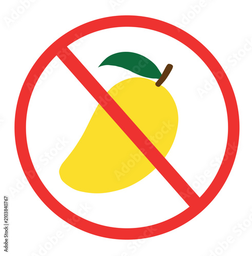 No mangoes allowed sign, indicating a restriction or prohibition against the fruit.