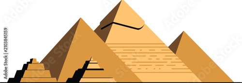 Canvastavla An illustration of several ancient Egyptian pyramids standing against a white ba