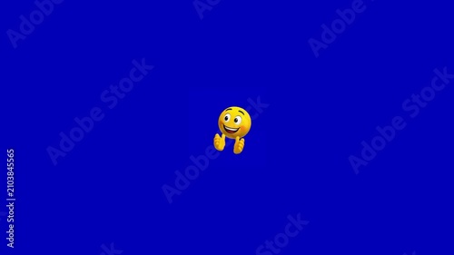 Three yellow emojis expressing positive emotions against a vibrant solid blue background with displaying happy expressions arranged horizontally across emoji characters with gestures while arranged