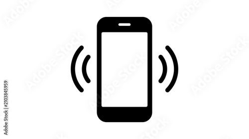 Foto A black smartphone icon with vibration lines indicating a ringing or alert state