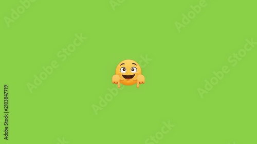 Three yellow emojis pointing downwards against a solid vibrant green background for social media content with emojis arranged horizontally displays three distinct each pointing fingers interaction