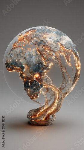 Nature conservation globe lightbulb earth with glowing network inspires sustainable energy and fragile planet care