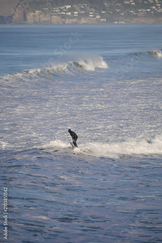 Pacific waves New Brighton beach in Christchurch, Aotearoa New Zealand