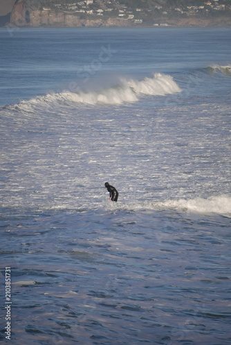 Pacific waves New Brighton beach in Christchurch, Aotearoa New Zealand