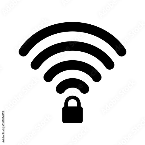 Foto WiFi Lock Security Icon Isolated Wireless Network Protection Symbol for Internet