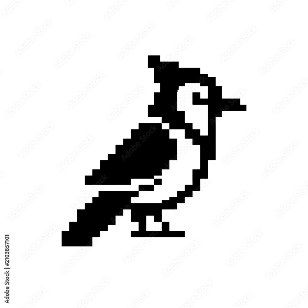 Fototapeta premium 8-bit pixel art bird icon.