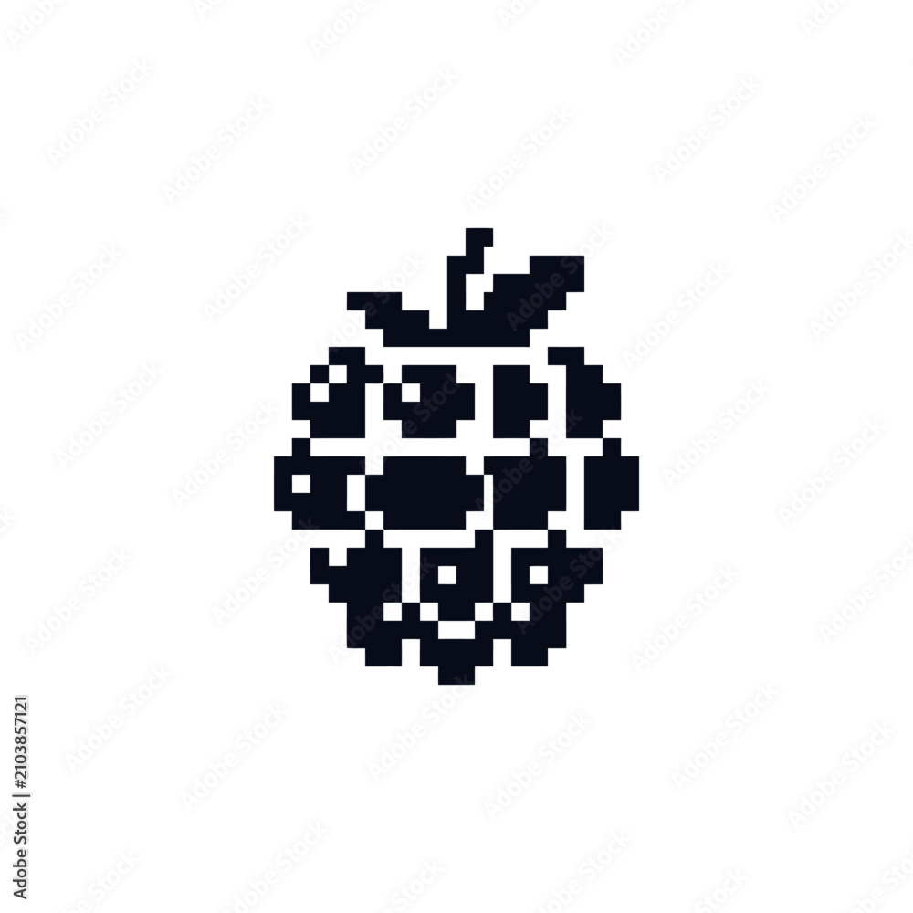 Fototapeta premium 8-bit pixel blackberry fruit sprite.