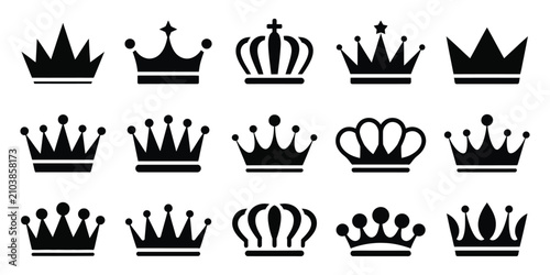 Bild auf Leinwand crown icons featuring various royal headwear for luxury, monarchy, achievement, decoration, fashion, and graphic design