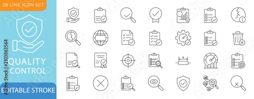 Quadro su tela Quality Control and Assurance Line Icon Set
