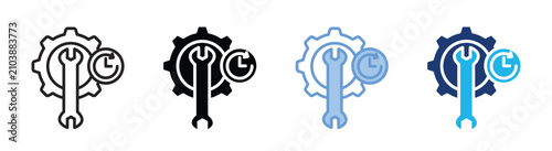 Periodic maintenance icon set multiple style collection