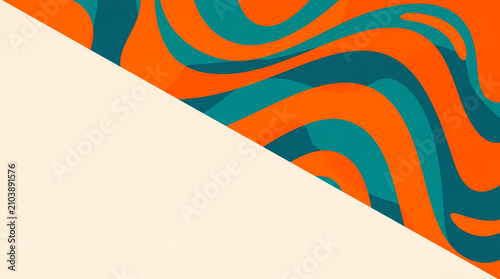 Abstract wavy liquid background with diagonal copy space