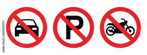 Foto no parking sign vector illustration featuring no car parking and no bike parking