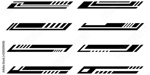Set of abstract digital tech geometric banners for futuristic interface design elements.