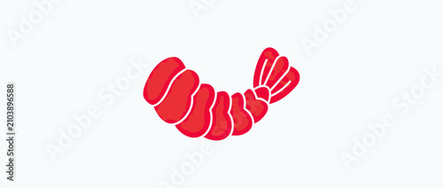 Foto Stylized red shrimp tail icon on white background