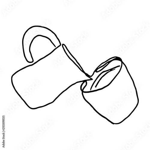 Minimalist Continuous Line Drink Pouring into Cup Vector Illustration